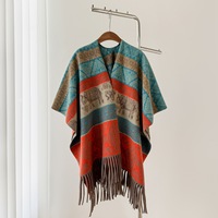 Châle en polyester jacquard double face à motif totem animalier éléphant, style ethnique, en fausse cachemire épaissi, chaud pour l'hiver, thème resort