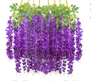 Wisteria Flores colgantes Seda Wisteria Flor Artificial Hogar Boda Vendedor superior Wisteria Blanca Flor artificial - Product Image 6