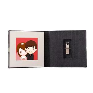 Álbum de <span class=keywords><strong>fotos</strong></span> de papel de lino personalizado, caja de presentación, caja de regalo de boda elegante de lujo, álbum de <span class=keywords><strong>fotos</strong></span>, unidades <span class=keywords><strong>Flash</strong></span> USB - Product Image 3