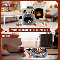 Tente pour animaux de compagnie en peluche chauve-souris d'Halloween OEM 2 en 1, lit pliable pour petits animaux, emballage personnalisé pour cochon d'Inde et lapin