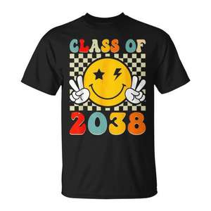 T-shirt de remise de diplôme de la maternelle pour la classe de 2038, design « Grow With Me », manches courtes, col rond, unisexe, impression numérique pour enfants - Product Image 1
