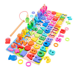6in1 đa chức năng Hội Đồng Quản trị câu cá hình học nhận thức Đồ chơi gỗ Montessori Đồ chơi giáo dục cho trẻ em Montessori bộ - Product Image 1