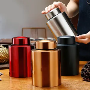 JYB große Kapazität Lebensmittel qualität 304 Edelstahl Metall runde Form Doppel deckel luftdichte Blechdose für Kaffee/Tee-Verpackung
