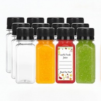Bouteilles vides personnalisables avec logo pour shots bien-être 60 ml – Idéales pour jus, sauces et lait – Mini contenants carrés 60 ml pour booster l'immunité