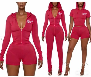 Completo Set da Allenamento Personalizzato 2026 Hot Sale: <span class=keywords><strong>Abbigliamento</strong></span> Estivo <span class=keywords><strong>Donna</strong></span> - Giacca con Zip e Pantaloncini - Completo Due Pezzi <span class=keywords><strong>Donna</strong></span> - Product Image 1