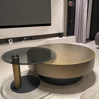 Ensemble de Table basse ronde, meubles de salon nordique moderne, en verre trempé, Table de thé