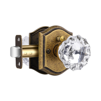 Poignées de porte vintage en verre cristal et laiton antique avec serrure pour chambre et salle de bain, pour intérieur, passage et intimité