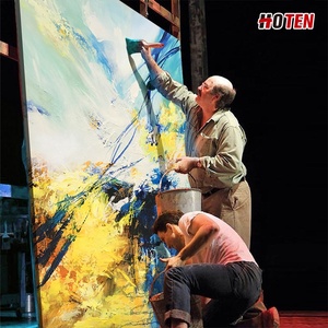 Dipinto a Olio Originale Giallo con Paesaggio, Realizzato a Mano su Tela, Grande Formato, <span class=keywords><strong>Pittura</strong></span> Spessa Personalizzata, Decorazione da Appendere - Product Image 2