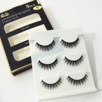 3 paires de faux cils 3D faits à la main, longs et épais, en fibres synthétiques, réutilisables, maquillage des yeux