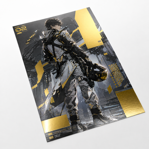 Affiches personnalisées en feuille d'or, impressions d'art, finition brillante numérique métallisée effet <span class=keywords><strong>miroir</strong></span>, illustrations pour expositions Anime/<span class=keywords><strong>Manga</strong></span>/Comic Con - Product Image 4