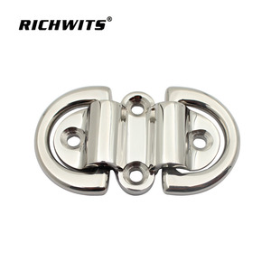 RICHWITS Stainless Steel D-Loop Marine Lashing Buckle 6mm 316 Double <b>Ring</b> Fixing <b>Plate</b> - Product Image 1