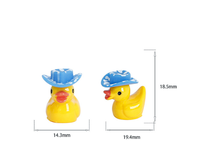 Figurine de canard cowboy mignon en résine avec chapeau, pour jardin féerique, mini ornement de gâteau, décoration de bureau, cadeau de fête, vente en gros, bricolage, jouet