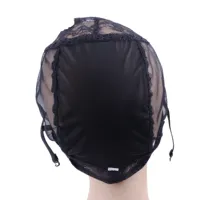 Bonnet de perruque en polyester pour tissage en U avec 2 pinces à cheveux côté avant droit pour la fabrication de perruques et l'extension de cheveux DIY Noir