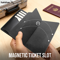 Étui de protection de passeport fin et portable pour voyages, pour ranger les cartes bancaires, l'argent liquide et les billets d'avion, porte-passeport noir personnalisé