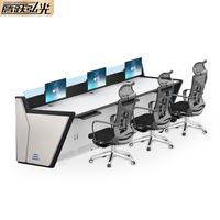 Console de surveillance de sécurité, poste de travail d'opérateur, centre de commande, bureau d'opération pour salle de dispatching d'urgence, contrôle des données