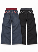 Jeans baggy DiZNEW pour hommes, trois couleurs, trois sangles sur le devant, bouton décoratif, étiquette DiZNEW, coupe large, cargo, denim OEM