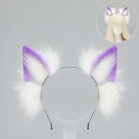 E0089 Accessoire pour cheveux d'oreilles d'animaux en peluche de style japonais fait à la main Bandeau réaliste coloré pour oreilles de chat, renard et loup Accessoire de cosplay