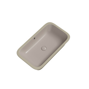 Khaki <b>Rounded</b> Ceramic Undermount <b>Basin</b> Oval No Holes Easy Cleaning Bathroom Sink - Product Image 1