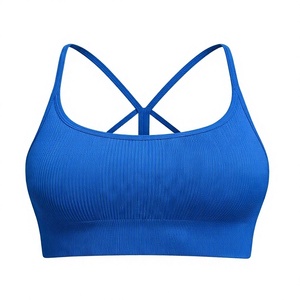 Conjunto de Yoga Azul de 3 Piezas: Leggings de Cintura Alta, Top Corto de Un Hombro, Ropa Deportiva Sin Costuras Acanalada, Color Sólido, Spandex y Poliéster - Product Image 5