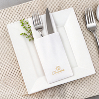 Serviette jetable Airlaid avec impression de logo personnalisé en feuille, aspect lin, pour usage professionnel en café