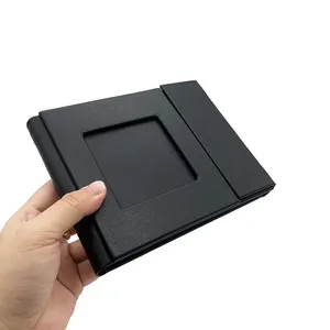กล่องของขวัญซีดีกล่องแสดงภาพหรูหรากล่อง USB หนังสีดำตามสั่ง