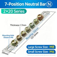 Barre omnibus de terre en cuivre pur à 7 trous, connexion par boulons 2*20mm, bornier de terre 50A, barre neutre