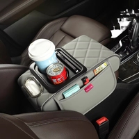 CAR SPACE Boîte de rangement universelle en cuir pour accoudoir avant de voiture, multifonctionnelle, avec rehausseur, porte-mouchoirs et porte-gobelet pour console