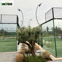 Pista de Pádel Panorámica de Último Diseño en Verde Oliva para Exteriores, Galvanizada en Caliente, con Césped Artificial de 12 mm y Vidrio Templado en Venta