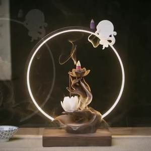 Quemador de incienso de reflujo de cerámica 2024, soporte de incienso <span class=keywords><strong>Agalloch</strong></span> para el hogar budista, quemador de incienso árabe, cascada ardiente de aromaterapia - Product Image 4