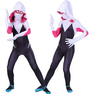 Kỳ Nghỉ Halloween Đảng Bán Buôn Phụ Nữ Cô Gái Trẻ Em Gwen SpiderMan Song Song Phổ Quần Áo Vớ Cosplay Trang Phục