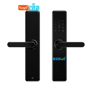 Tuya akıllı kapı kilidi Wifi elektronik sistemi App parmak izi + şifre + kart + anahtar + app ahşap kapı
