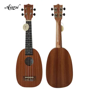 Aiersi ukulele soprano de abacaxi de 21 polegadas, instrumentos musicais personalizados em mogno
