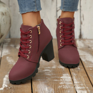 Botines de Tacón Grueso de Nueva Tendencia 2026 para <span class=keywords><strong>Mujer</strong></span>, Estilo con Cordones, Zapatos de Invierno para Dama, Zapatos de Suela Alta y Gruesa para <span class=keywords><strong>Mujer</strong></span> - Product Image 3