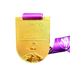थोक खेल धातु पदक सस्ते रिबन के साथ अपना खुद का खाली जिंक मिश्र धातु 3 डी फुटबॉल पदक डिजाइन करें