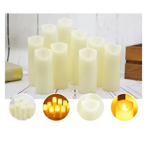 9 PCS/set Wholesale Paraffin Wax LED Pillar Candles with Timer and Dimmable Function Perfect for Restaurant and Home Ambiance