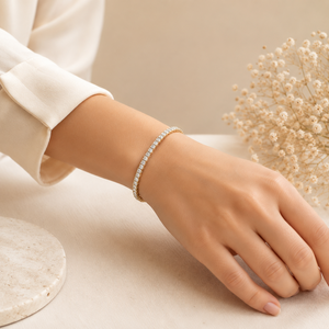 Bracelet en or 22 carats avec pierres Swarovski pour femmes, bijoux de luxe perlés, bijoux fins pour le poignet, à porter au quotidien, pour les fêtes, cadeau pour femmes - Product Image 2