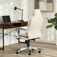 Chaise de bureau de direction de grande taille en cuir blanc de haute qualité, confortable, capacité 150 kg, idéale pour une utilisation prolongée.