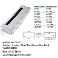 Boîtier de gestion de câbles en aluminium pour bureau, passe-câbles de table d'ordinateur avec brosse, cache de gestion des fils