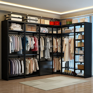 [Version haute] Porte-vêtements en métal, étagère de rangement ouverte, étagère assemblée, étagère sur pied, armoire - Product Image 4