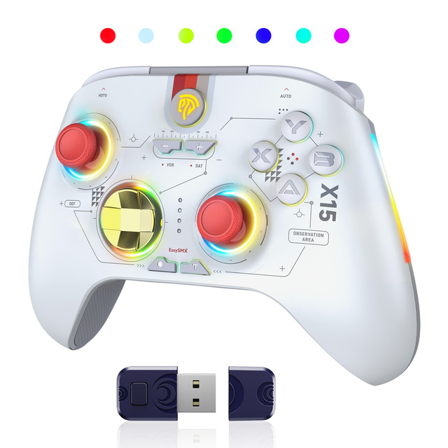 The Best Gaming Controller 1000mAh EasySMX X15 2.4GHz Wireless/BT/Wired Pc Gamepad with RGB Light and Hall Joysticks