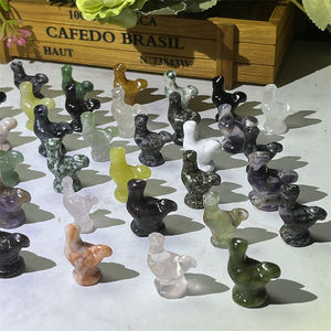 Grosir Mini kualitas tinggi alami hitam Obsidian kuarsa mawar Amethyst 2.5cm campuran kristal ukiran hewan ayam untuk hadiah - Product Image 3