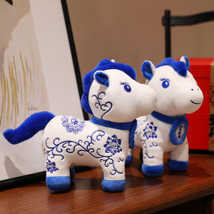 节日新年吉祥物毛绒动物卡通马超柔软毛绒布料毛皮环保PP棉填充物适合家庭文化活动 - Product Image 2