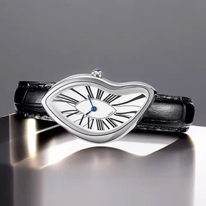 <span class=keywords><strong>Montre</strong></span> à quartz de luxe pour homme, style Y2K vintage, design créatif 'Alien Advanced Sense', cadran torsadé effet fondant, style rétro antique, avec aiguilles en cuir - Product Image 4