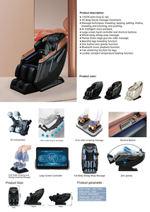 Fauteuil de massage portable de luxe intégral en cuir PU haut de gamme avec bras mécanique 3D en acier inoxydable, rail SL et commande vocale Zéro Gravité - Product Image 5