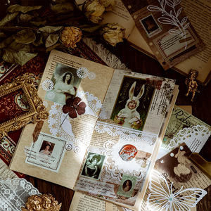 8 pièces de papier autocollant en dentelle ajourée, série <span class=keywords><strong>Alice</strong></span> Tea Party, carnet, <span class=keywords><strong>journal</strong></span>, matériel de <span class=keywords><strong>d</strong></span>écoration DIY, lot de papier de base - Product Image 3