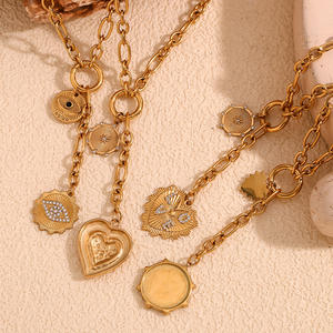 Nuevo diseño collar de corazón de circón gran oferta collar con colgante de borlas de Estrella del Norte de ojo de diablo de acero inoxidable chapado en oro - Product Image 2