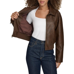Veste en cuir 100% premium pour femme, style universitaire multi-patchs avec détails brodés, pour le streetwear, en vente - Product Image 1