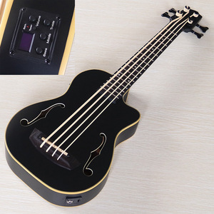 Basse électrique professionnelle 4 cordes Sabri Matte UK noire de 30 pouces avec double trou F et angle manquant - Product Image 3