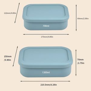 Custom 700ml 1300ml Eco Friendly Bpa Free Food Grade Compartment Food Storage Container Snack Lunchbox Silicone Bento Lunch <b>Box</b> - Product Image 2