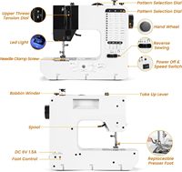 Machine à coudre électrique mini tout-en-un, point invisible, alimentation manuelle, moteur, pour débutant, haute vitesse, automatique